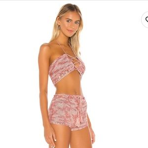 Superdown • 🩷 Revolve • Tawny Crochet Knit Short Coord Set in Pink • M